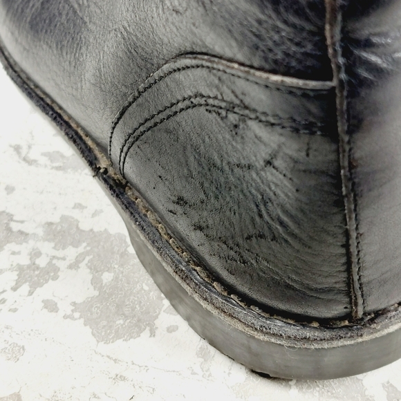 Latenace Black Single Strap Vintage Leather High Ankle Round Toe Boot V733 - Picture 12 of 13